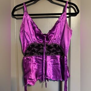 Vintage 90’s Betsey Johnson, purple silk camisole with tie back, size 10 (6)